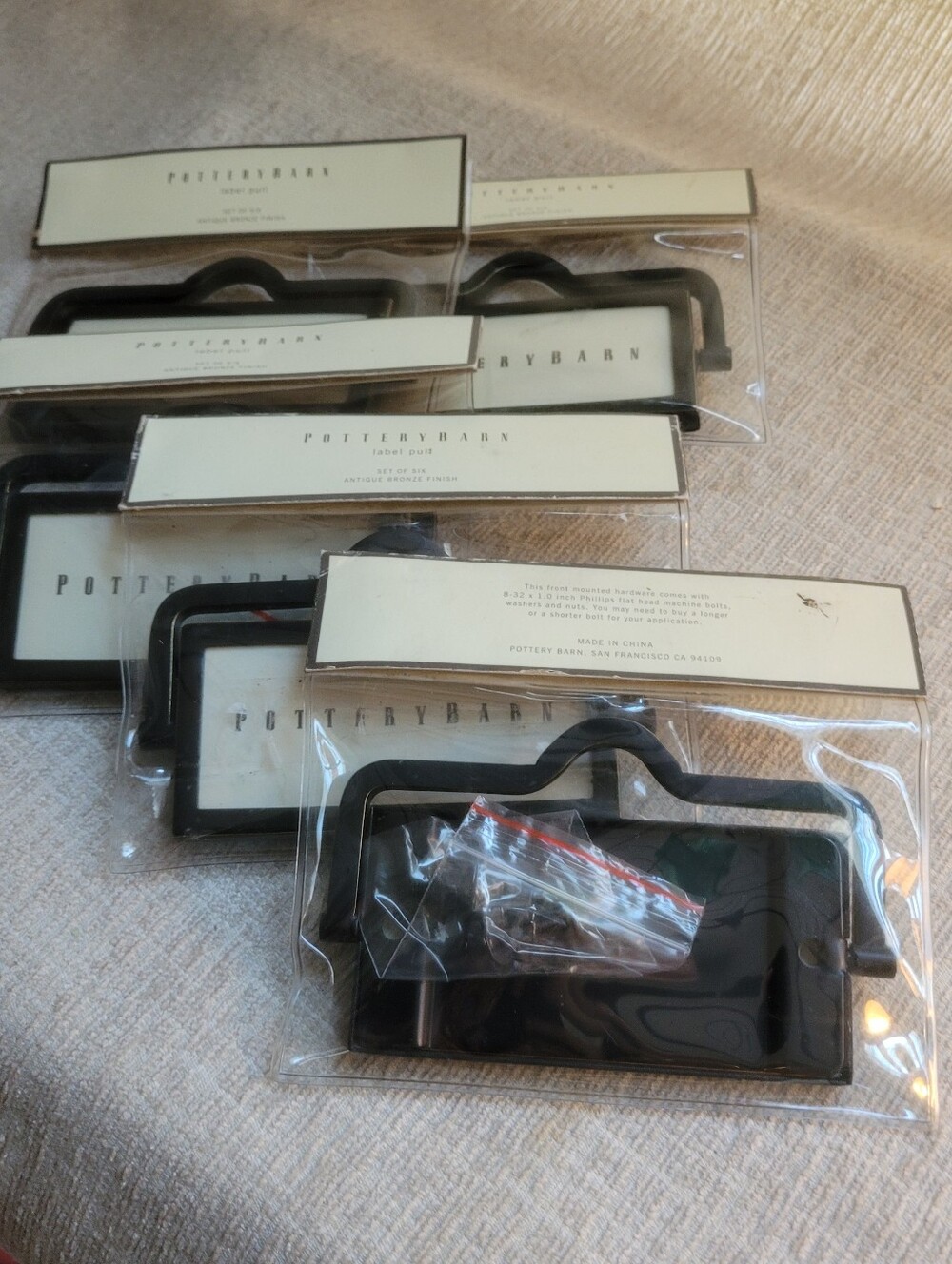 Pottery Barn Antique Bronze Label Pulls - Bronze/Black Finish (Set of 5) - Picture 7 of 12